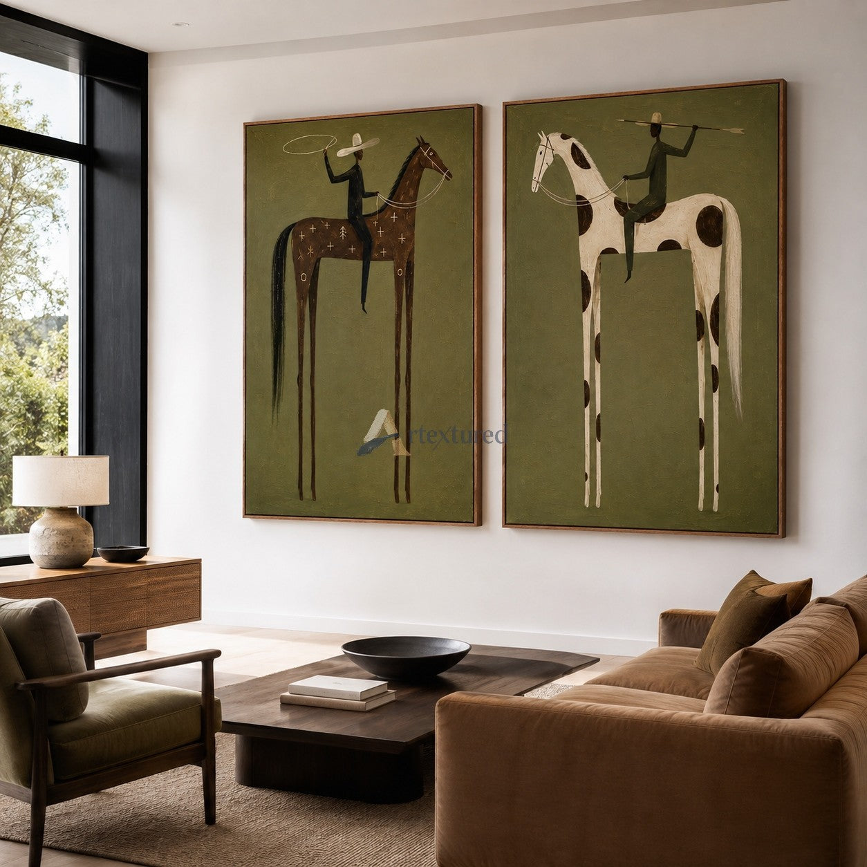Lasso and Lance – Western Horse Diptych Art Set#CI260494