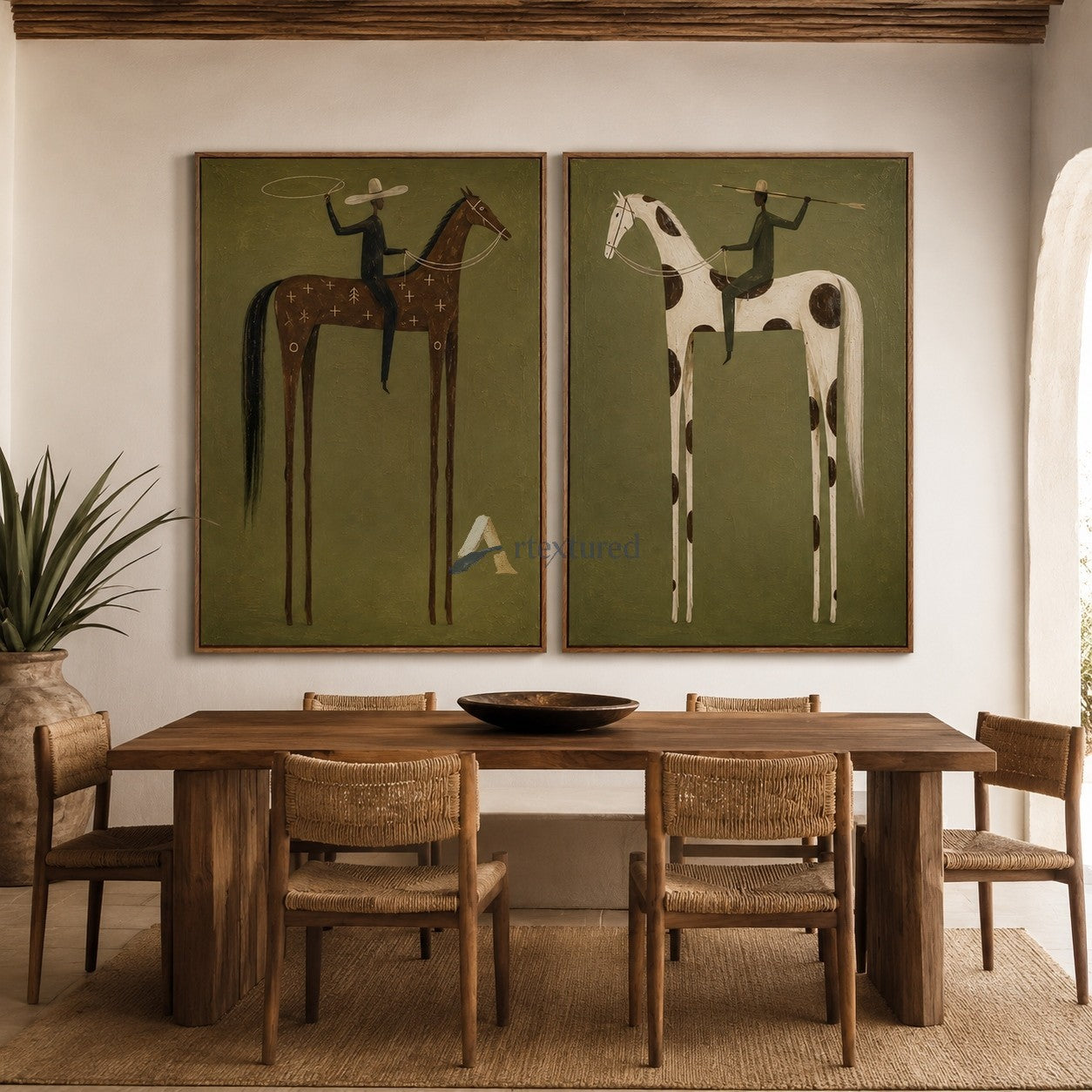 Lasso and Lance – Western Horse Diptych Art Set#CI260494