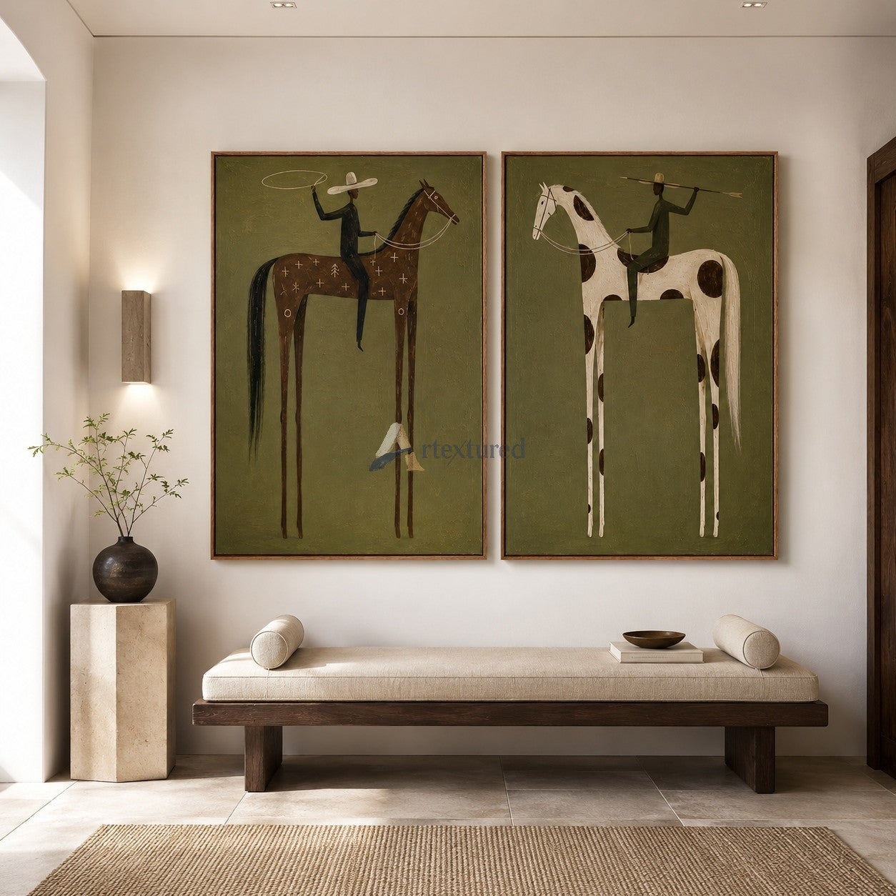 Lasso and Lance – Western Horse Diptych Art Set#CI260494