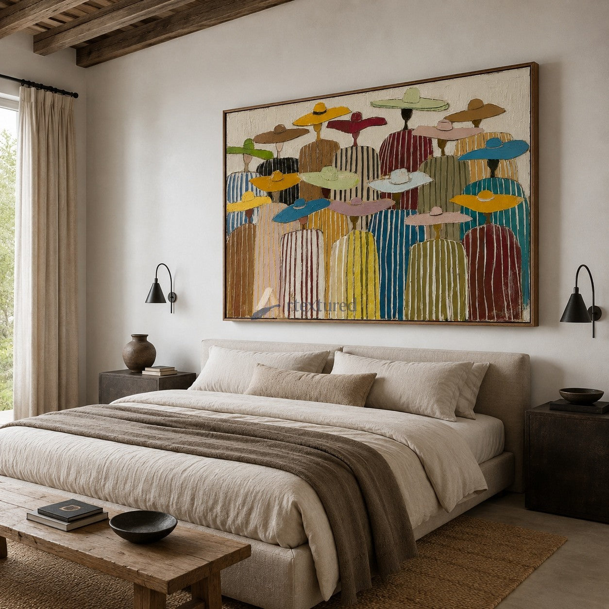 Gathered in Color – Textured Southwest Folk Art Painting#CI260496