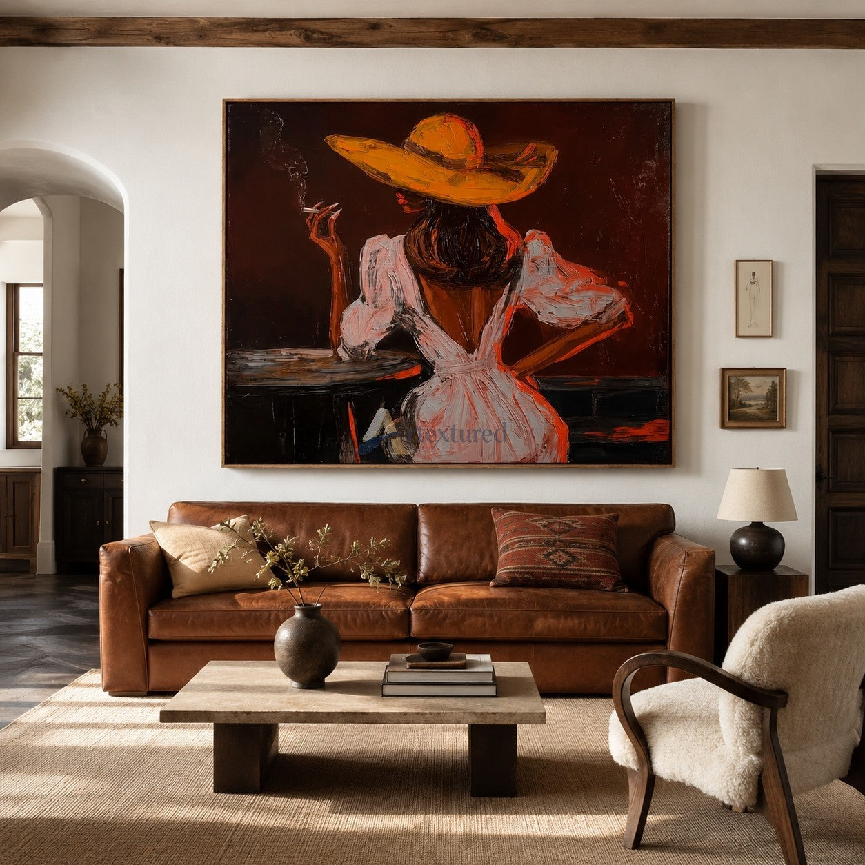 After Hours – Textured Western Cowgirl Portrait Painting#CI260497