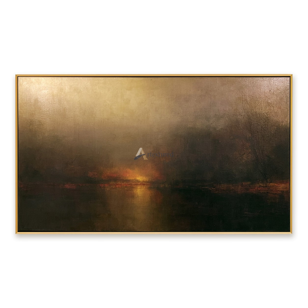 Last Ember – Dark Abstract Sunset Landscape Oil Painting#CI260530
