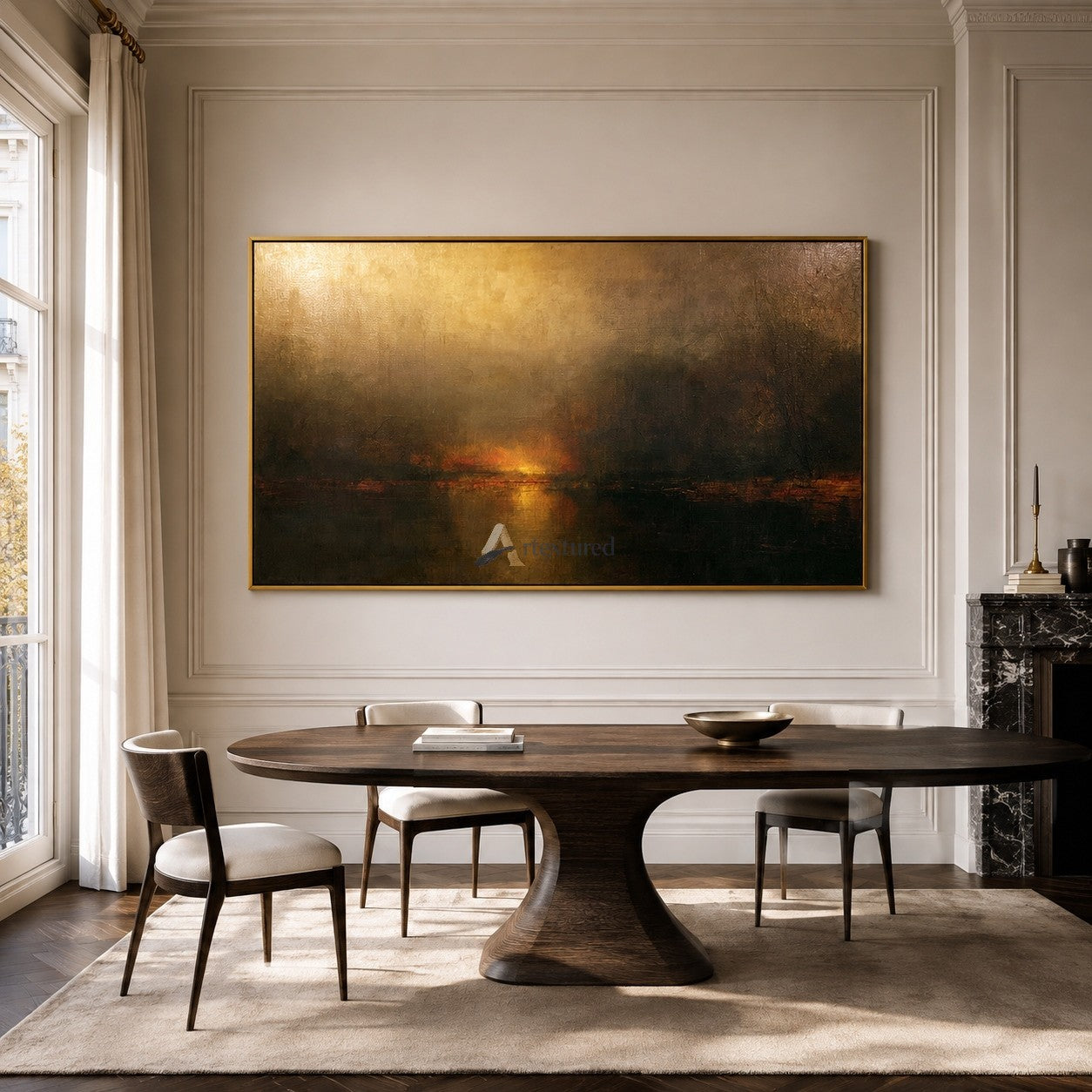 Last Ember – Dark Abstract Sunset Landscape Oil Painting#CI260530