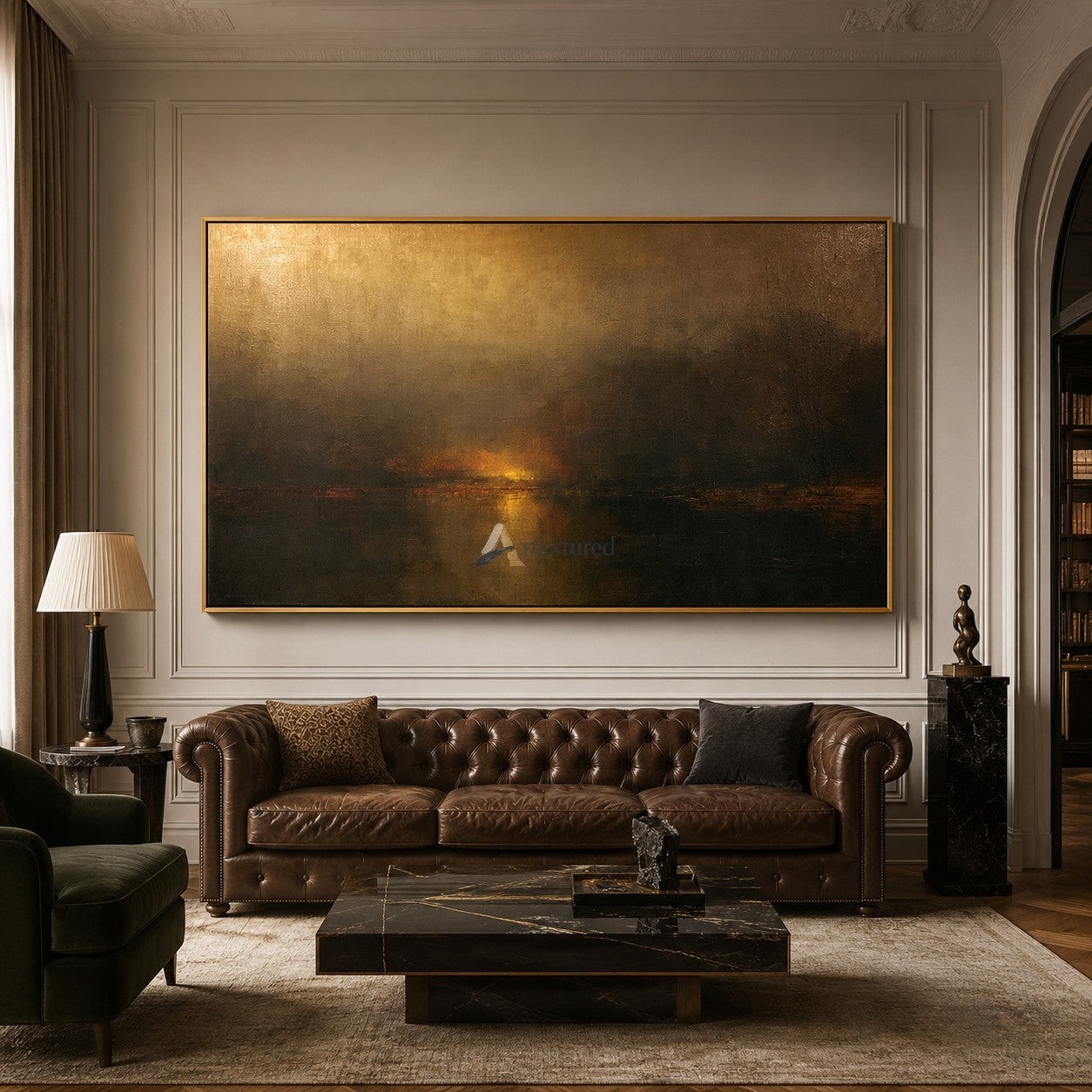 Last Ember – Dark Abstract Sunset Landscape Oil Painting#CI260530