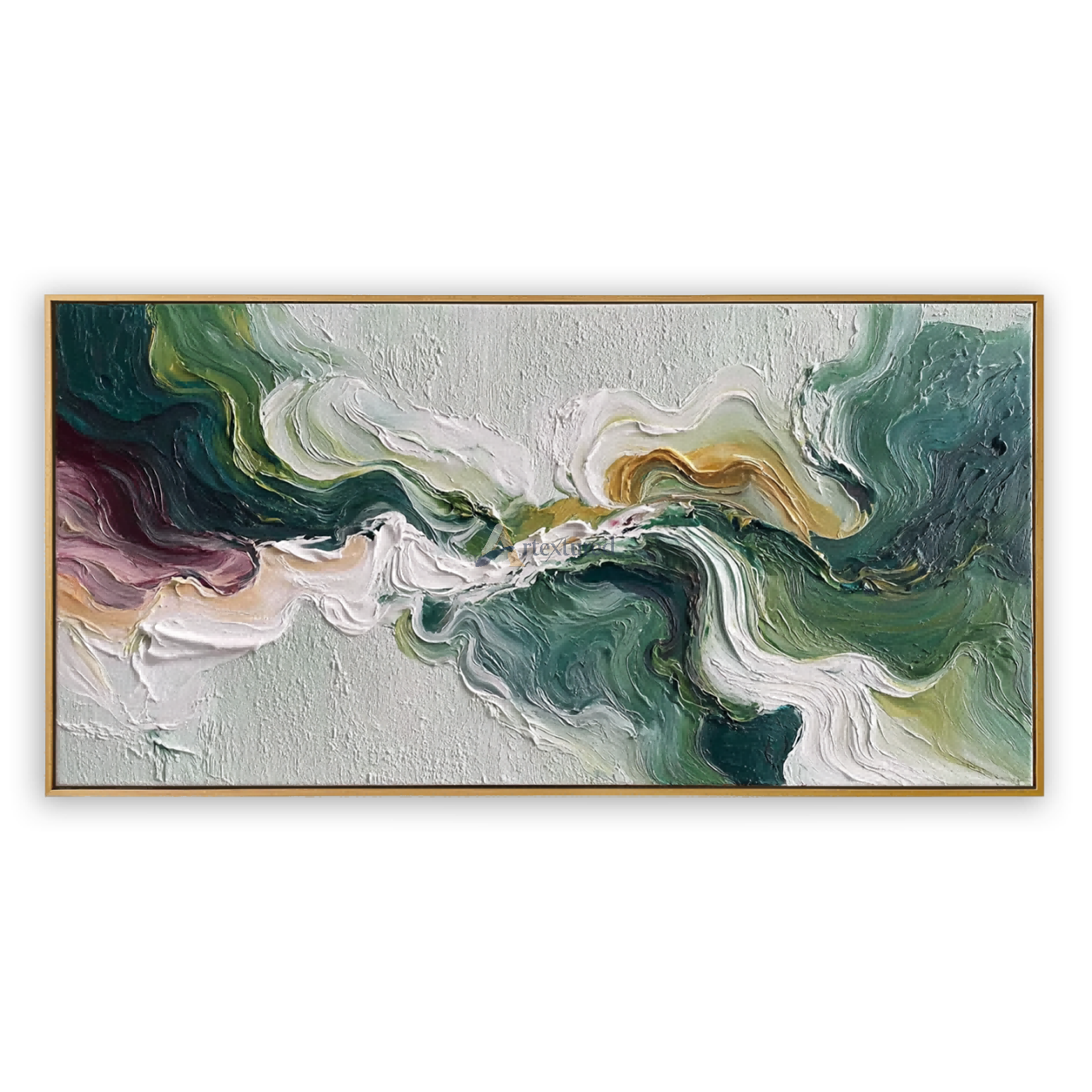 Verdant Tides – Green Textured Abstract Oil Painting#CI260534