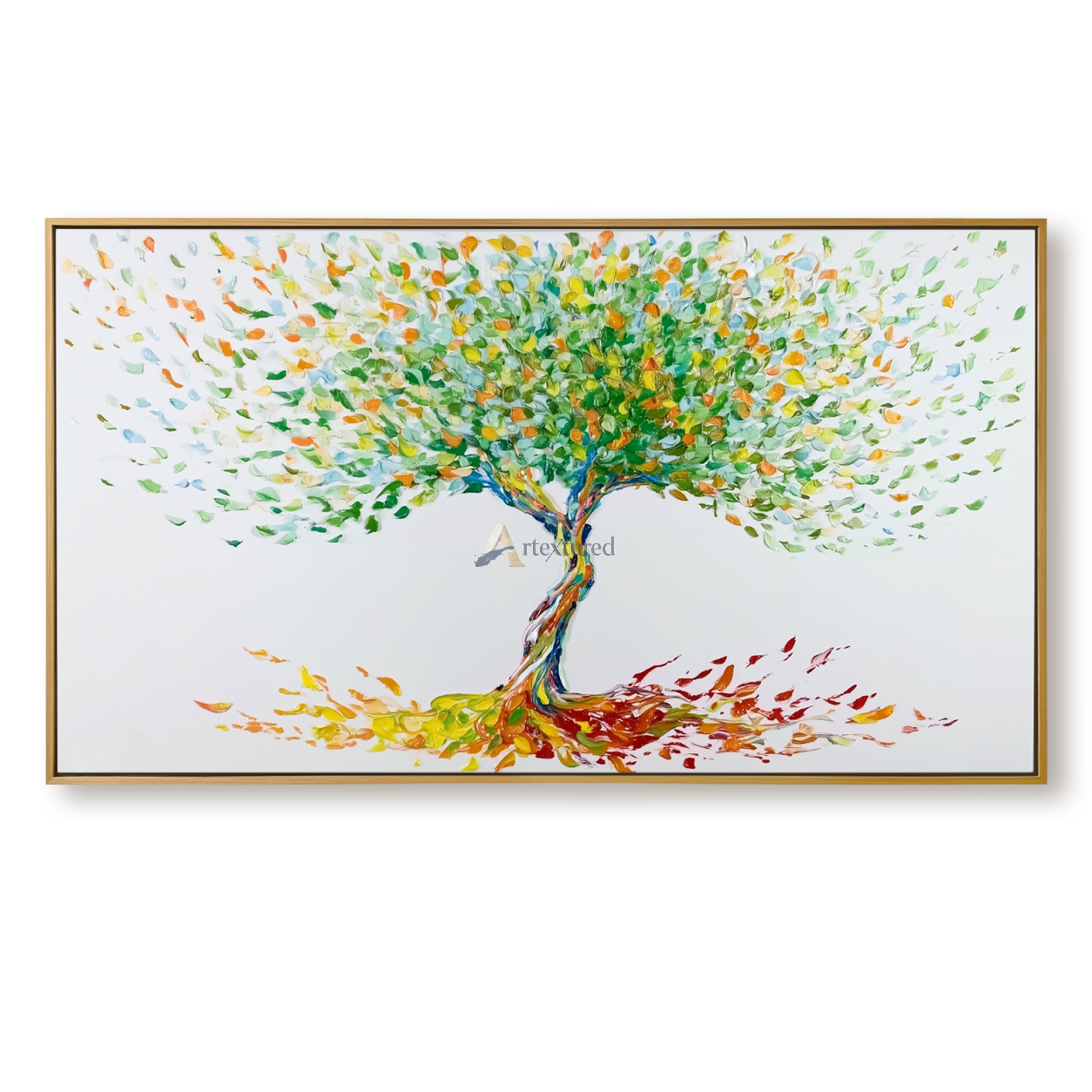 Roots of Joy – Colorful Tree of Life Oil Painting#CI260535
