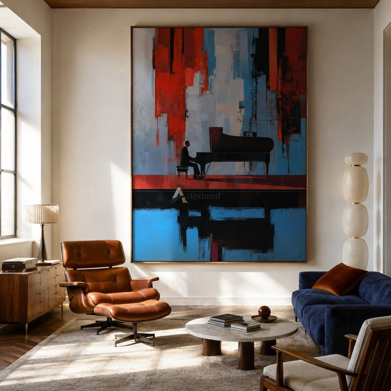 Nocturne in Red and Blue – Modern Piano Player Painting#CI260537