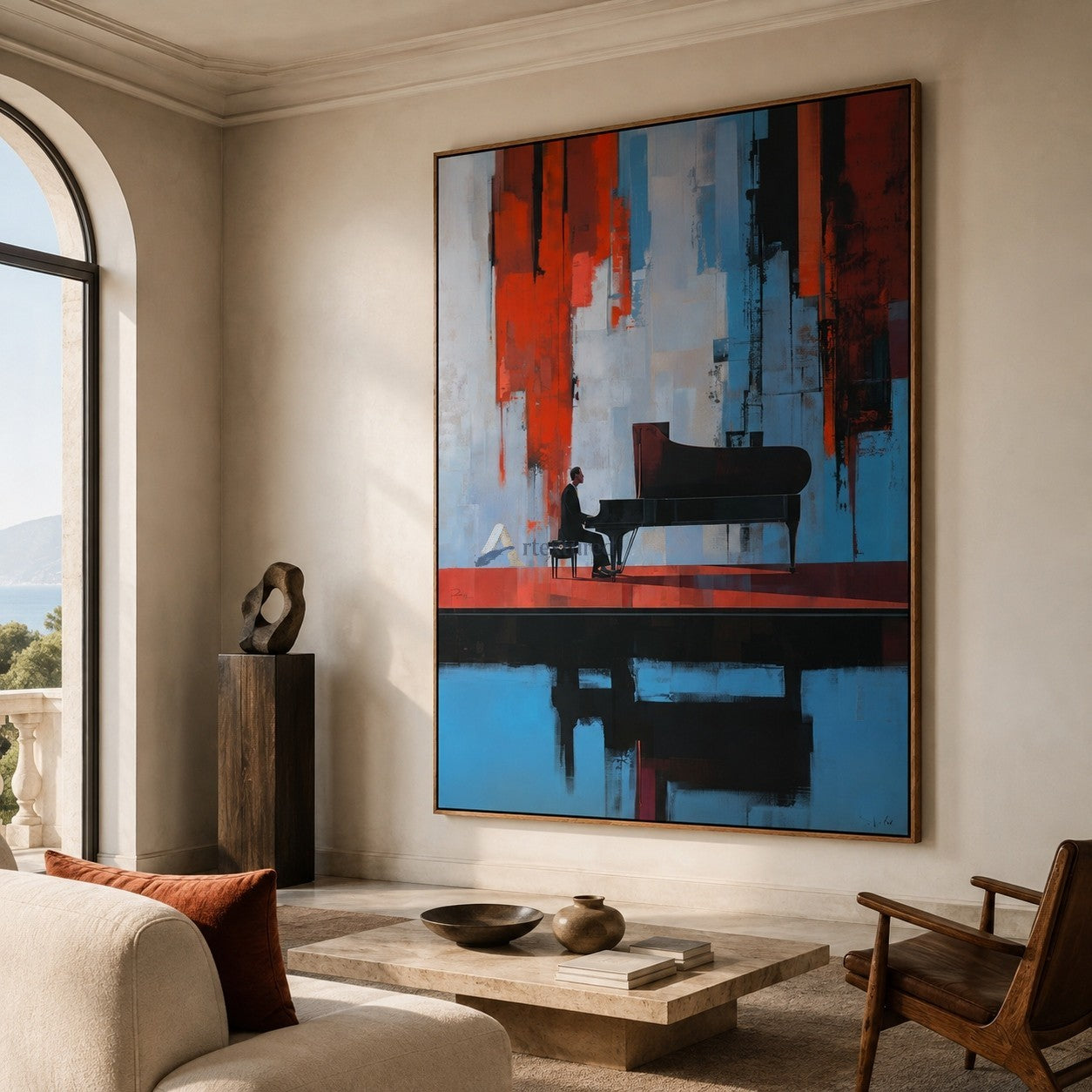 Nocturne in Red and Blue – Modern Piano Player Painting#CI260537