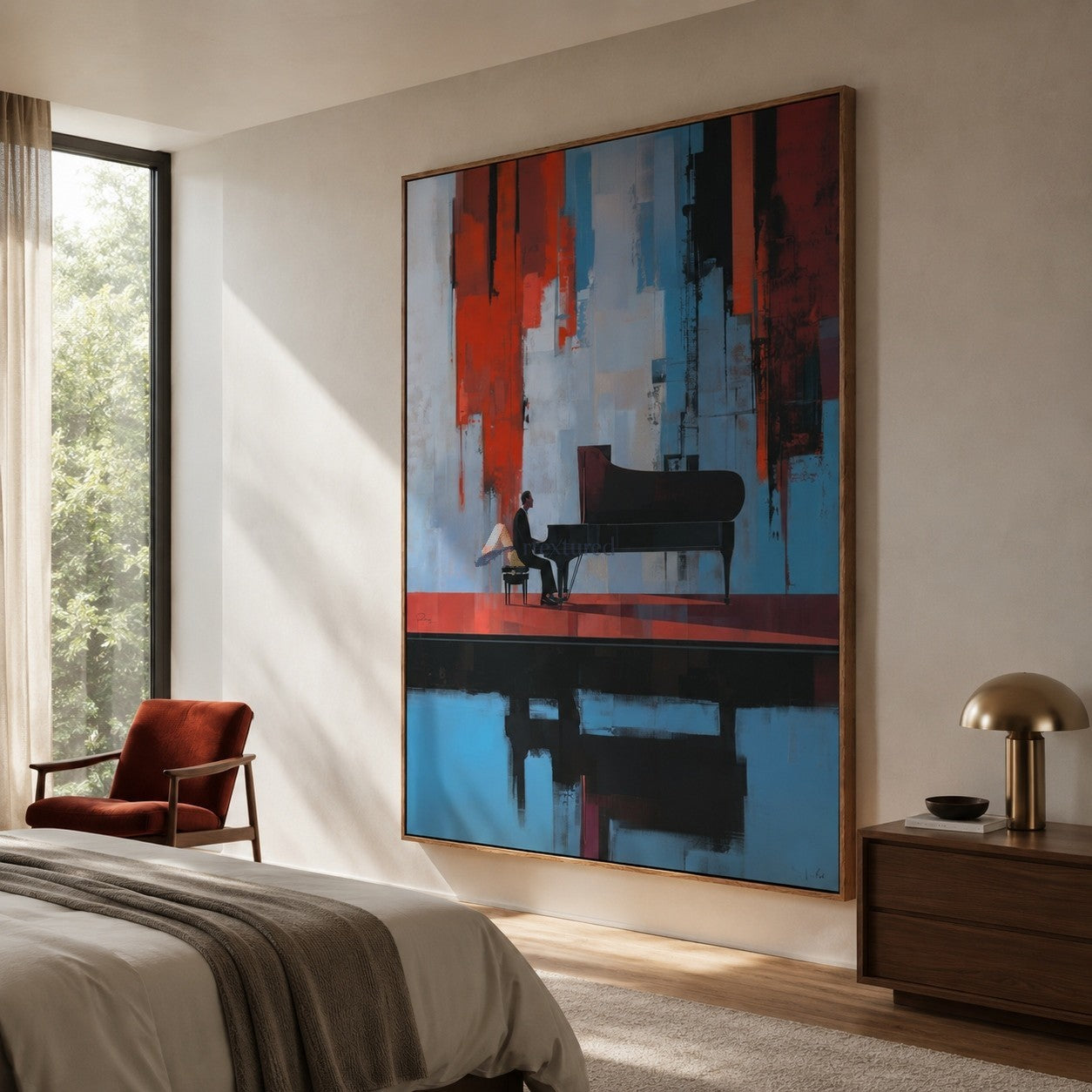 Nocturne in Red and Blue – Modern Piano Player Painting#CI260537