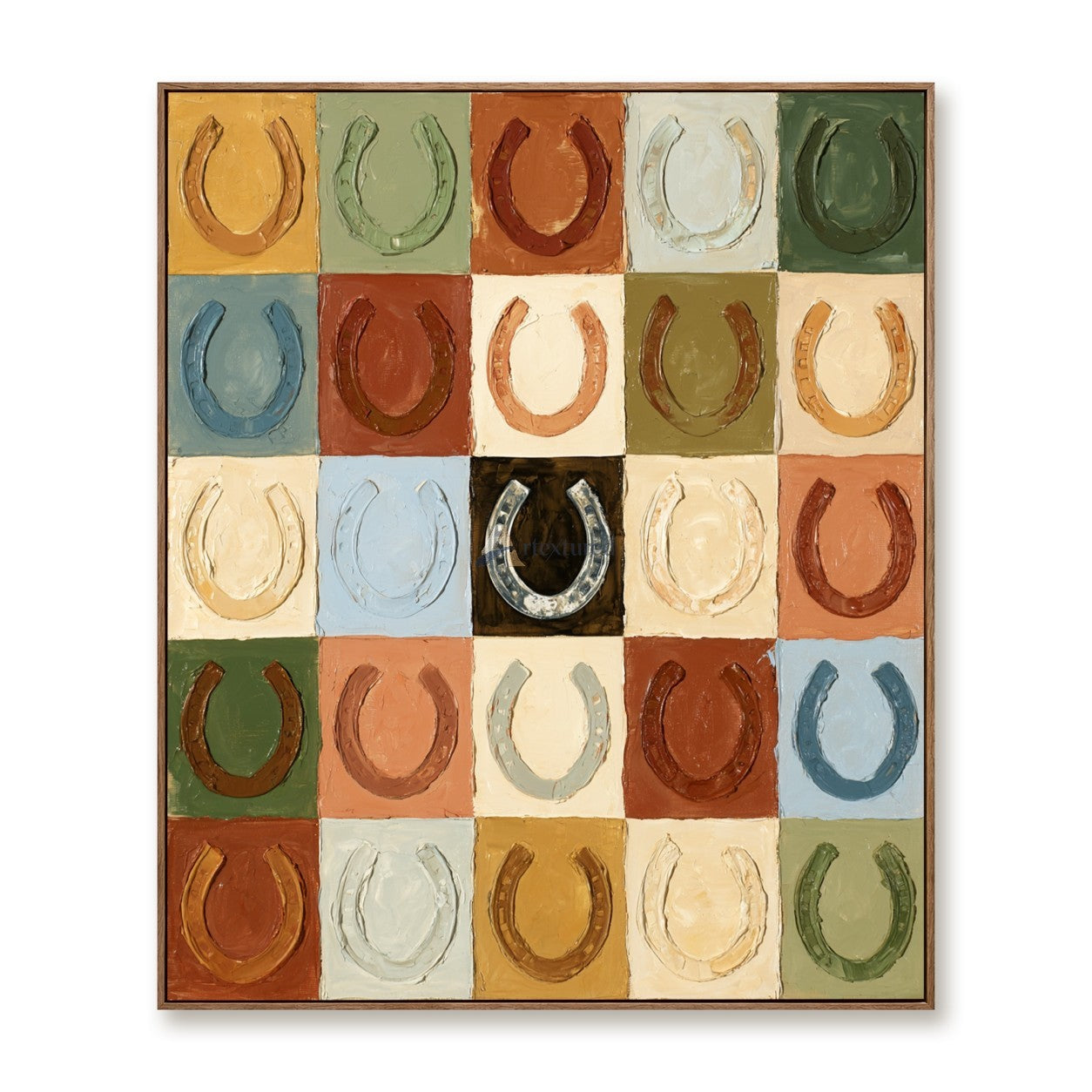 Lucky Grid – Textured Horseshoe Western Oil Painting#CI260538