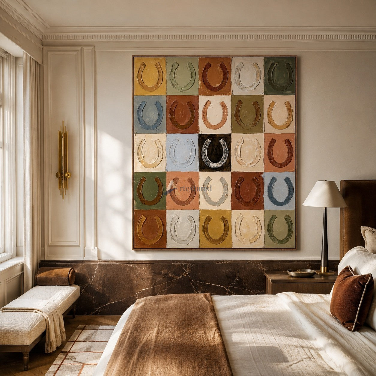 Lucky Grid – Textured Horseshoe Western Oil Painting#CI260538
