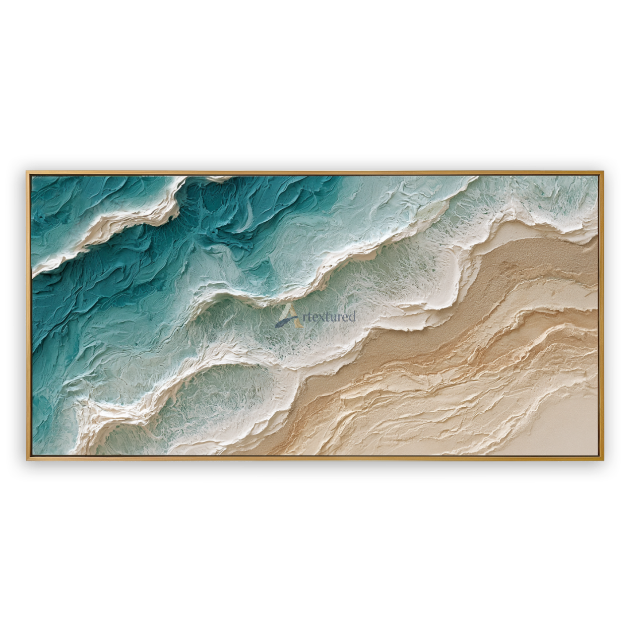 Where Tide Meets Sand – Textured Coastal Ocean Painting#CI260539
