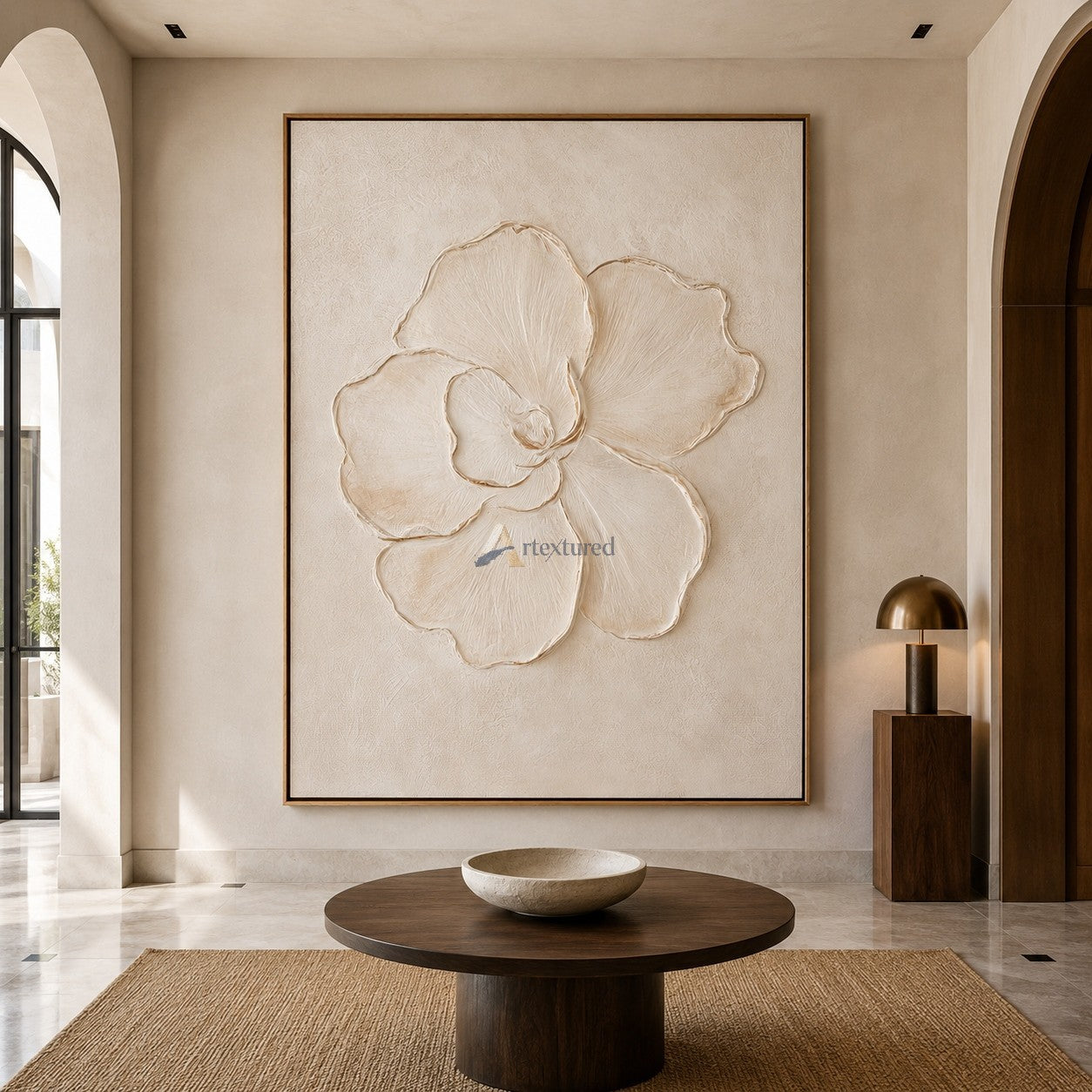 Ivory Petals – Neutral Textured Floral Painting#CI260540