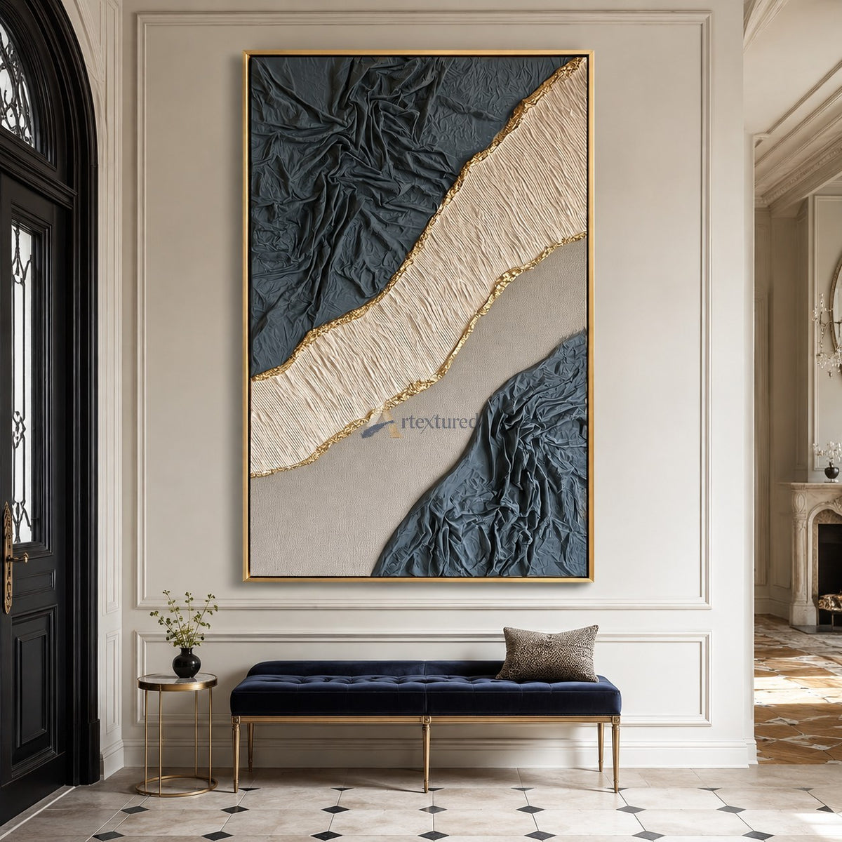 Gilded Passage — Hand-Painted Wabi-Sabi Textured Abstract Wall Art#CI260566