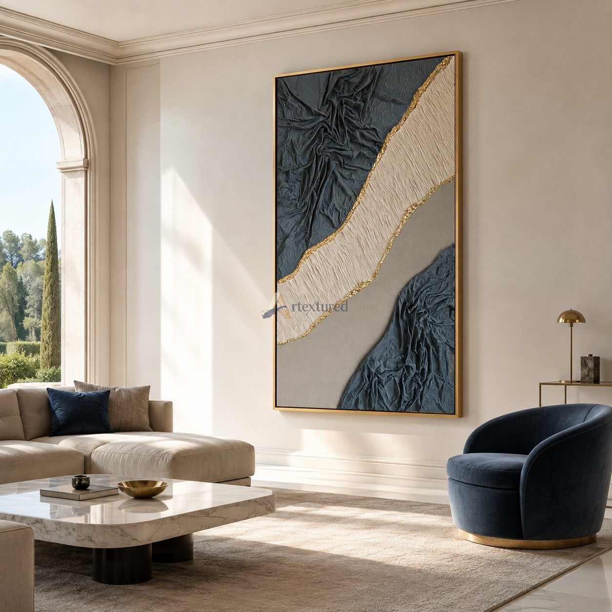 Gilded Passage — Hand-Painted Wabi-Sabi Textured Abstract Wall Art#CI260566