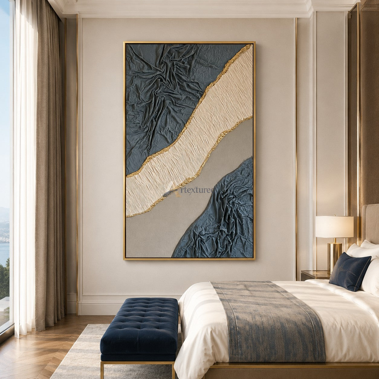 Gilded Passage — Hand-Painted Wabi-Sabi Textured Abstract Wall Art#CI260566
