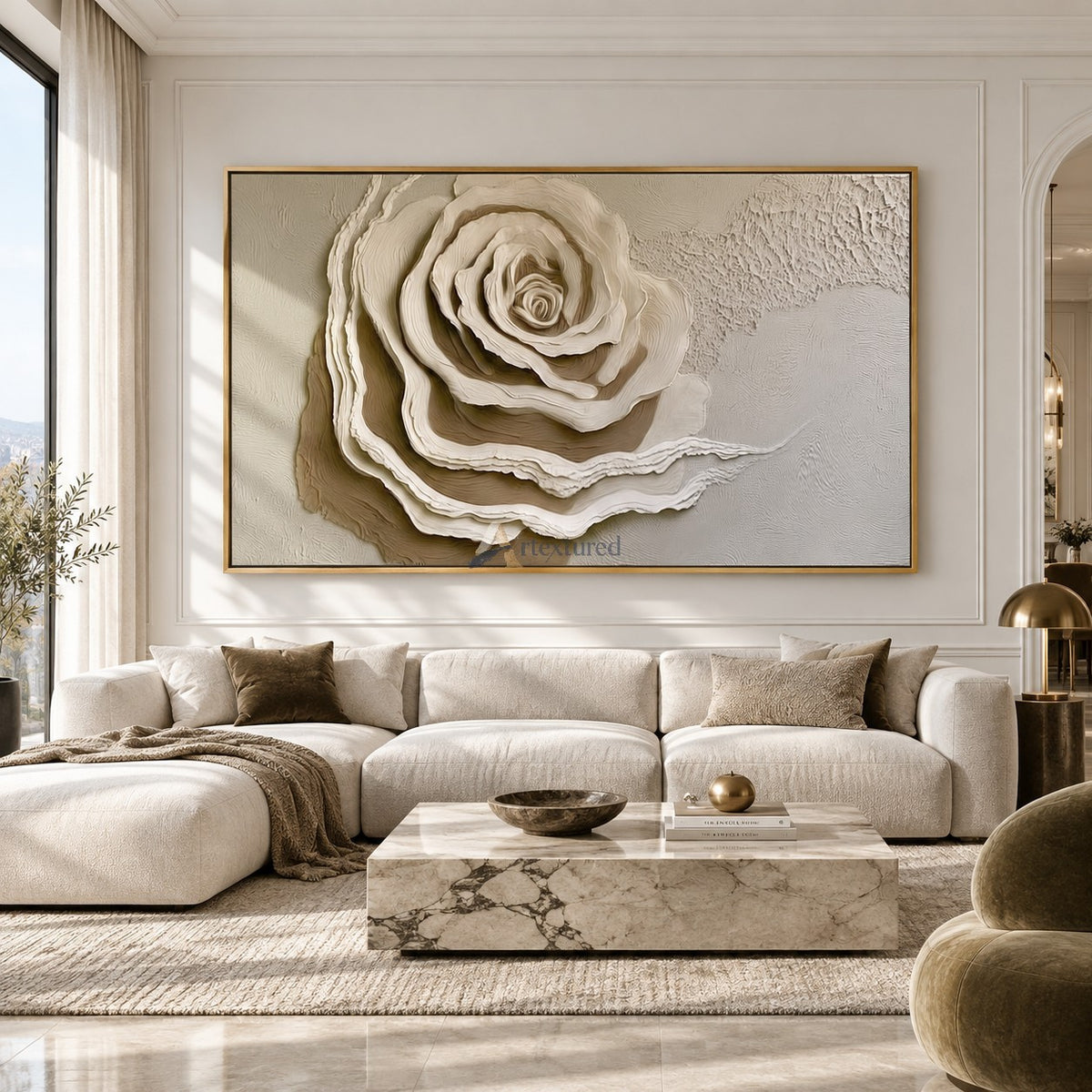 Quiet Bloom — Hand-Painted Neutral Textured Floral Wall Art#CI260572