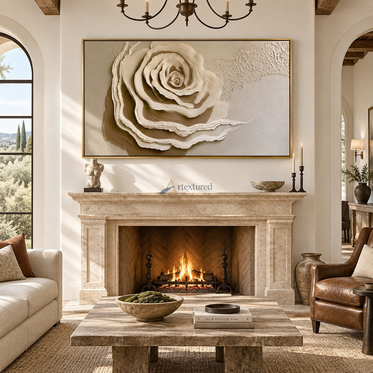 Quiet Bloom — Hand-Painted Neutral Textured Floral Wall Art#CI260572