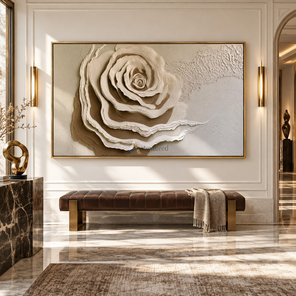 Quiet Bloom — Hand-Painted Neutral Textured Floral Wall Art#CI260572