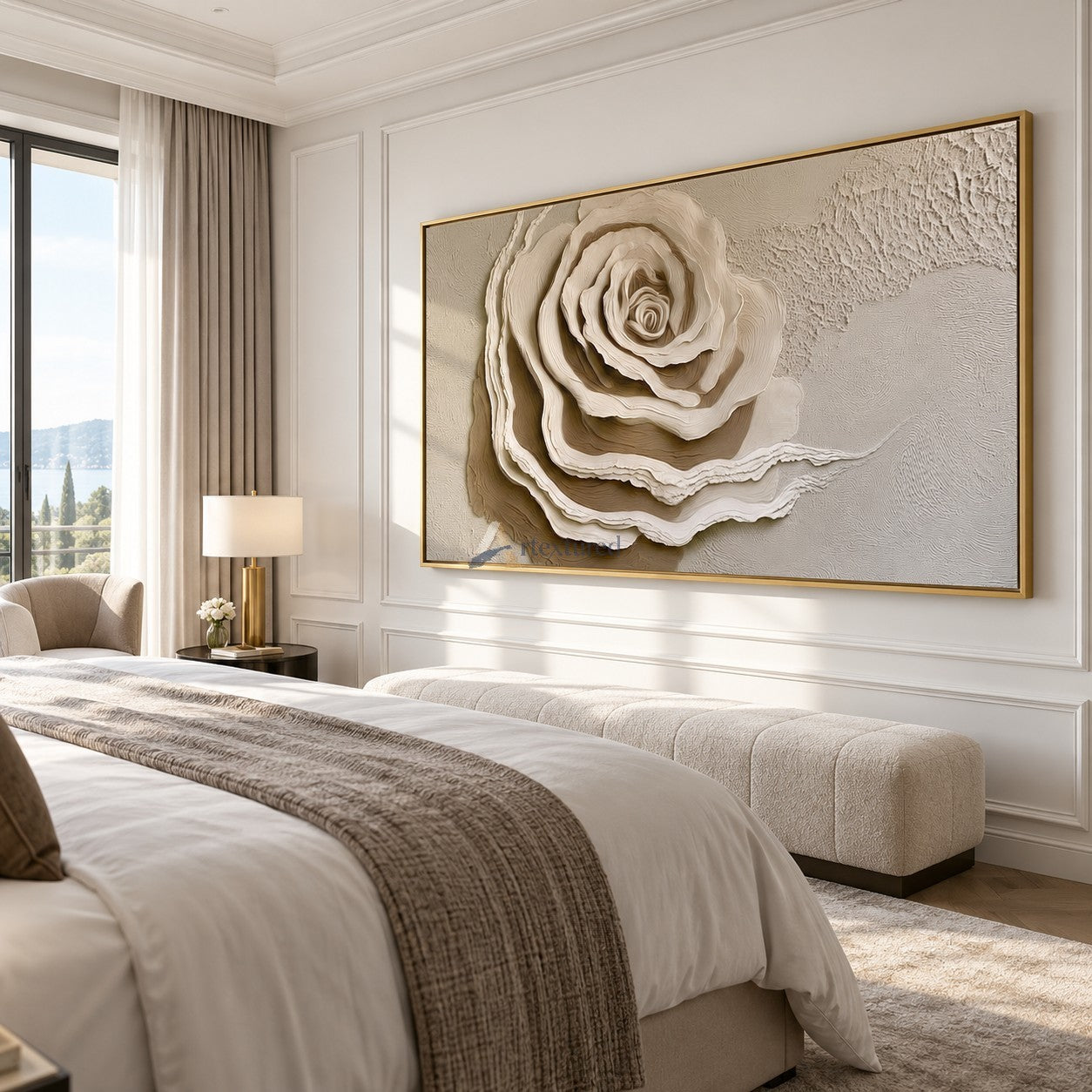 Quiet Bloom — Hand-Painted Neutral Textured Floral Wall Art#CI260572