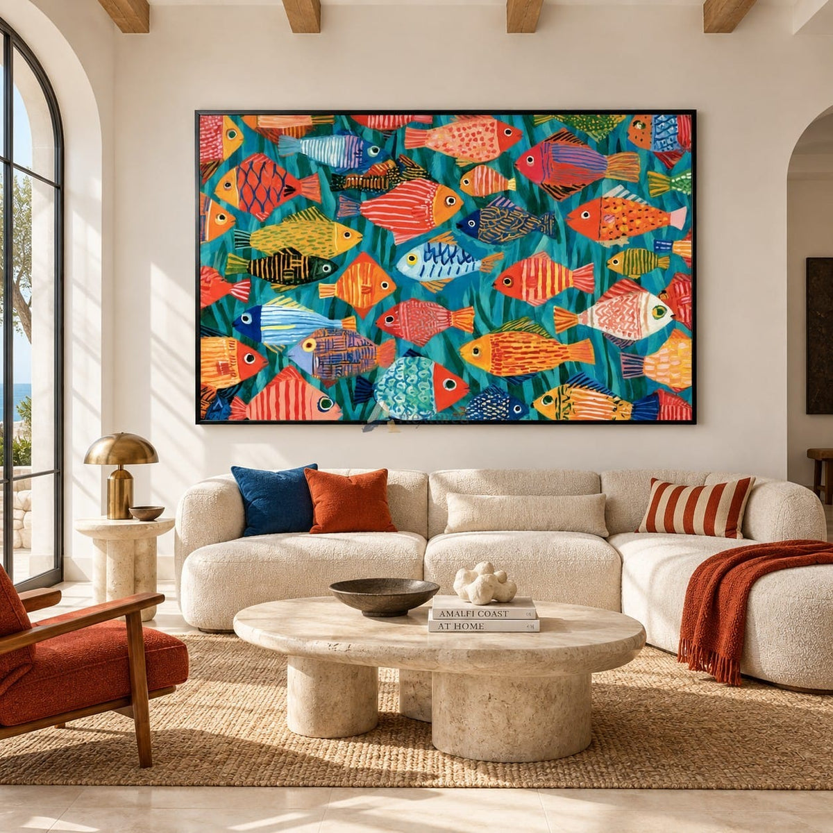 texture Tropical Fish Wall Art – Colorful Folk Art Style#CI260626