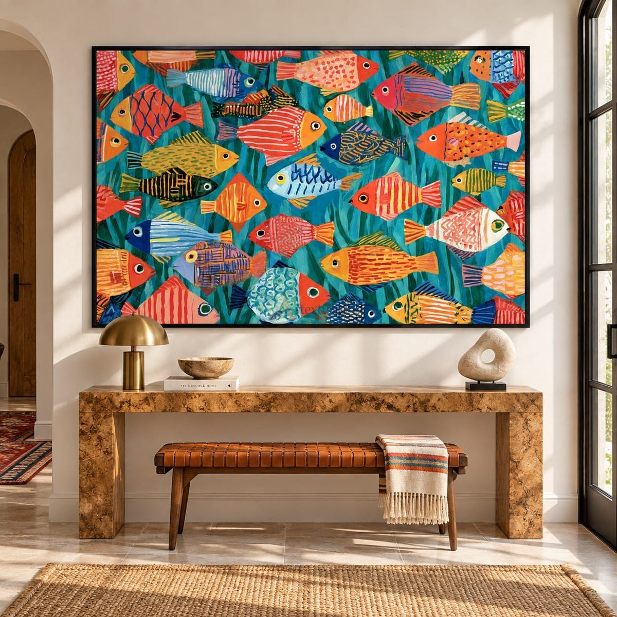 Tropical Fish Wall Art – Colorful Folk Art Style#CI260626