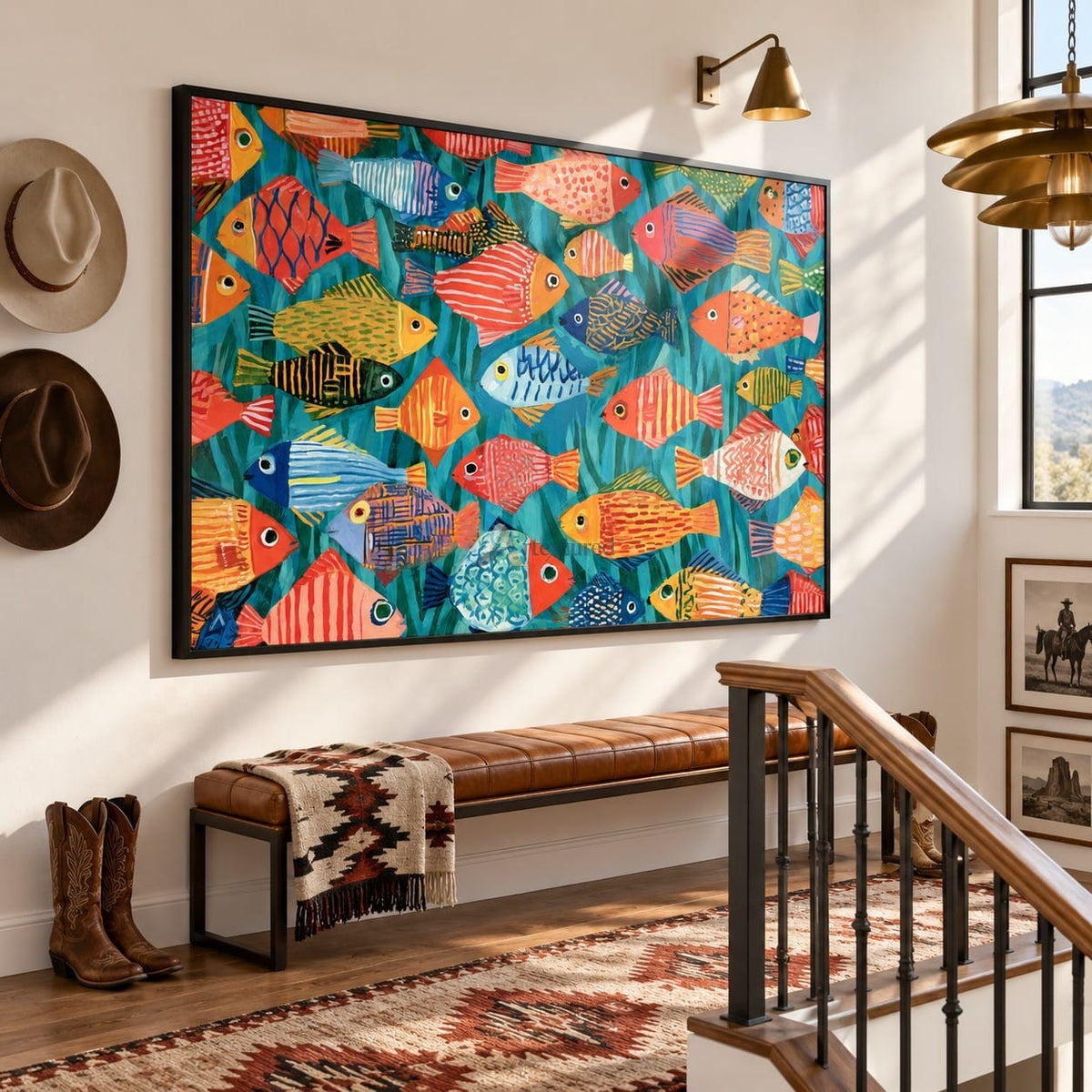 Tropical Fish Wall Art – Colorful Folk Art Style#CI260626