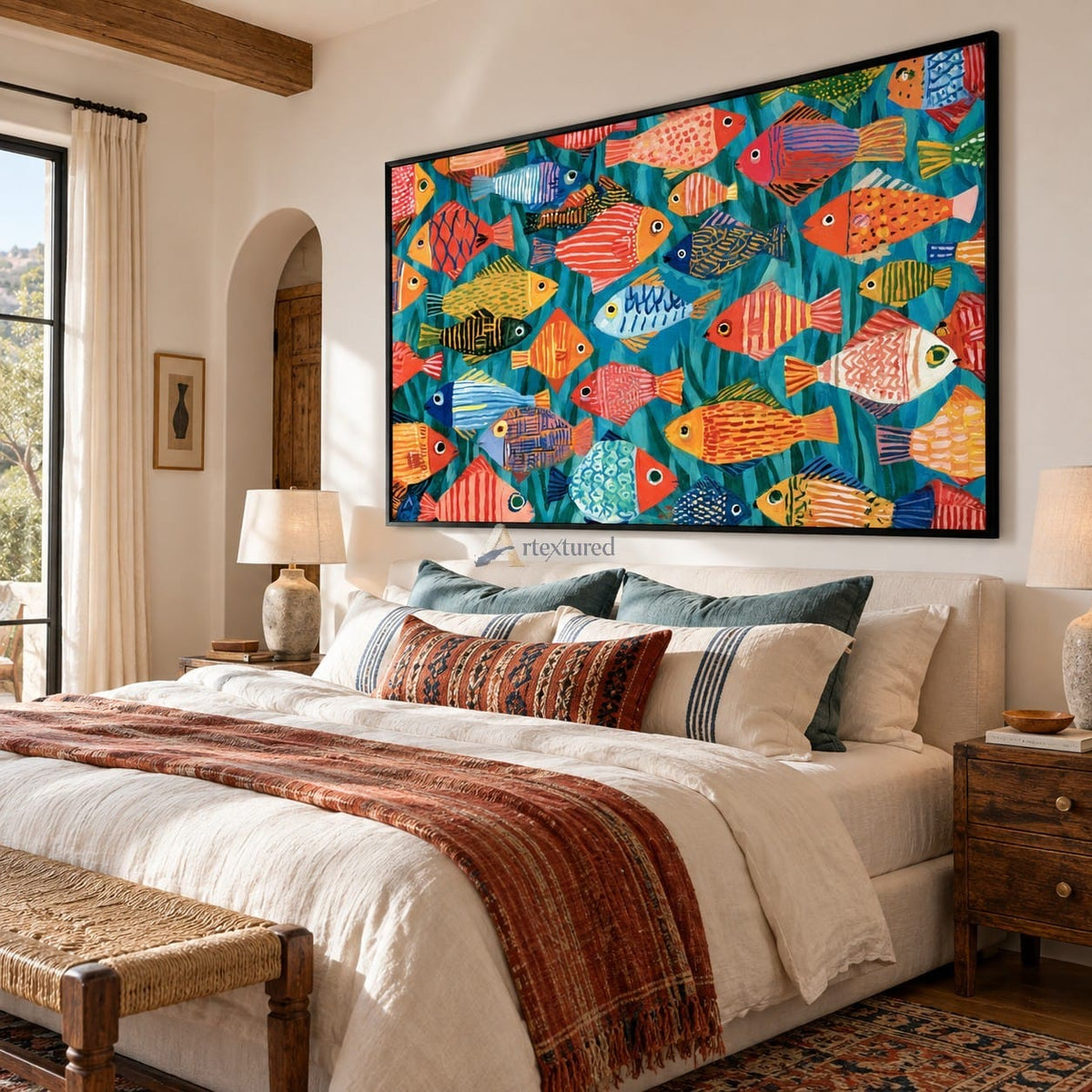 Tropical Fish Wall Art – Colorful Folk Art Style#CI260626