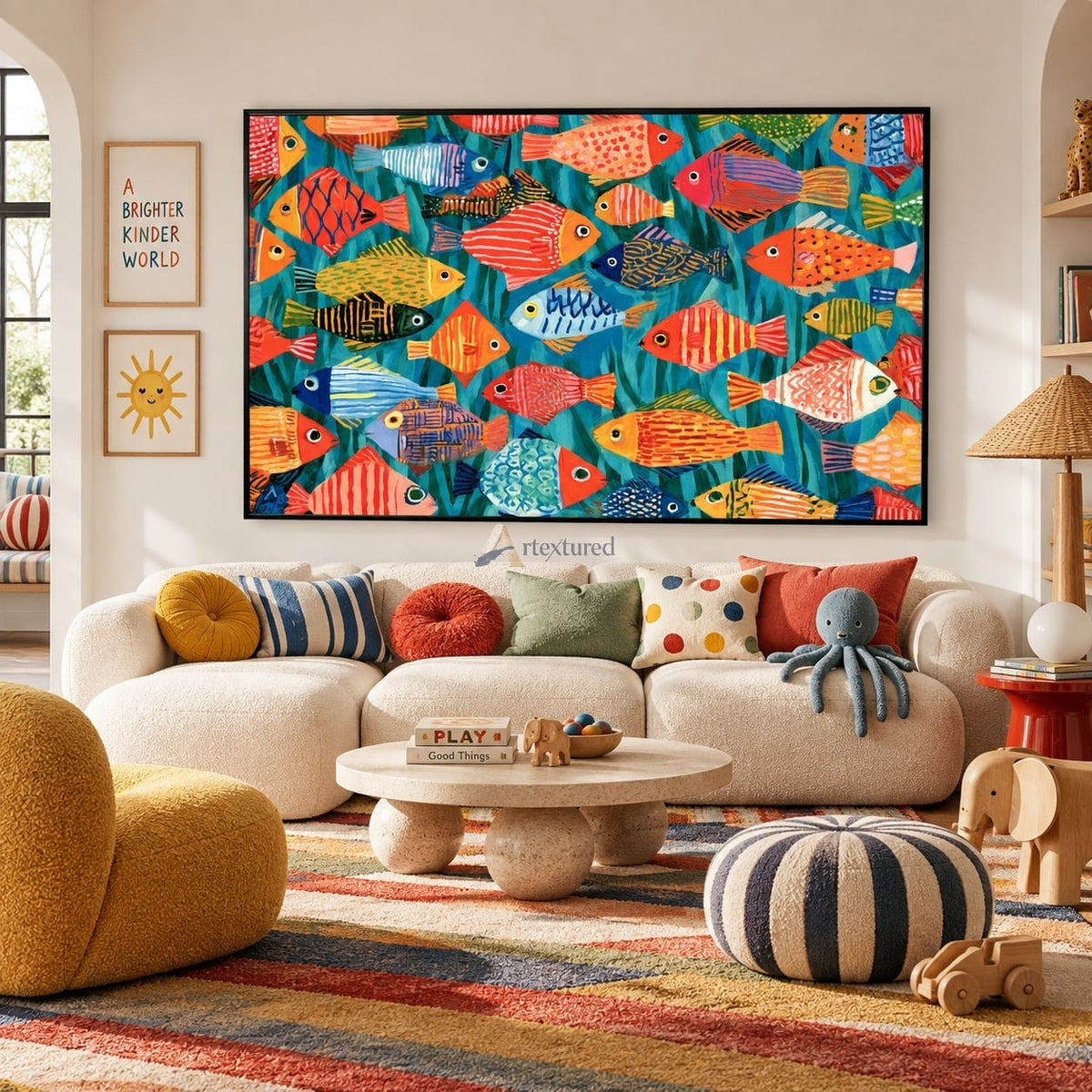 Tropical Fish Wall Art – Colorful Folk Art Style#CI260626