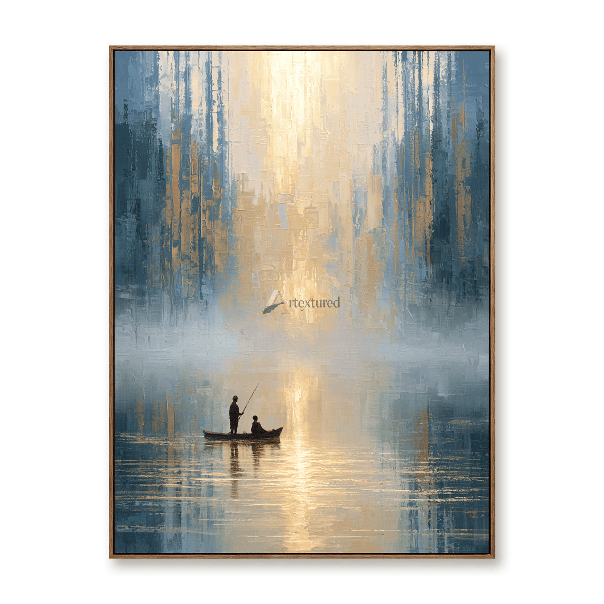 Blue and Gold Boat Wall Art – Still Waters#CI260631