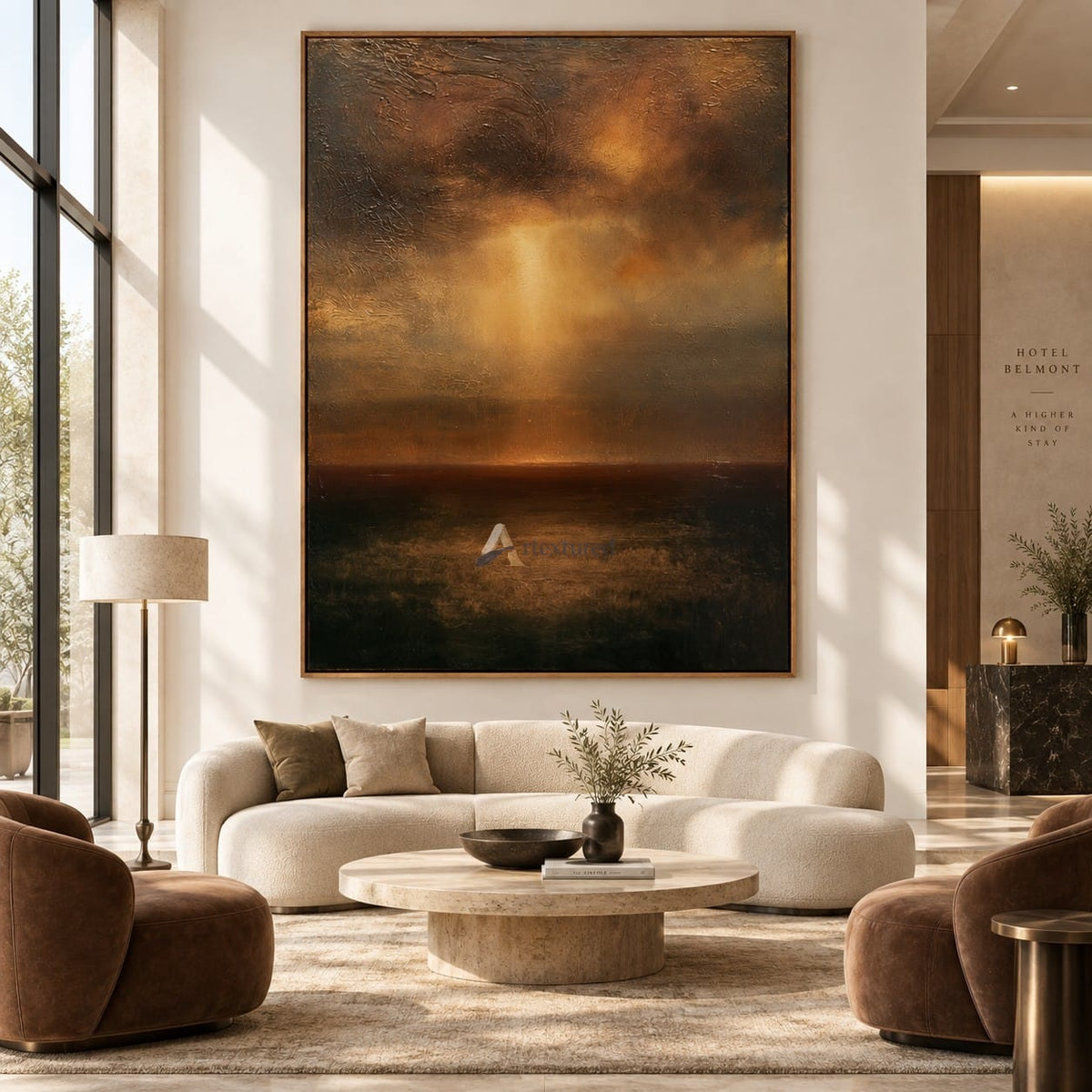 Amber Abstract Landscape Wall Art – Dusk Glow#CI260632
