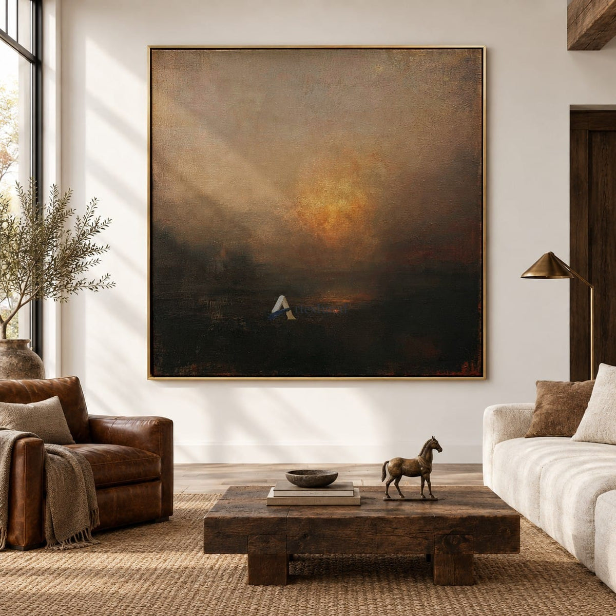 texture Square Abstract Landscape Wall Art – Amber Haze#CI260633