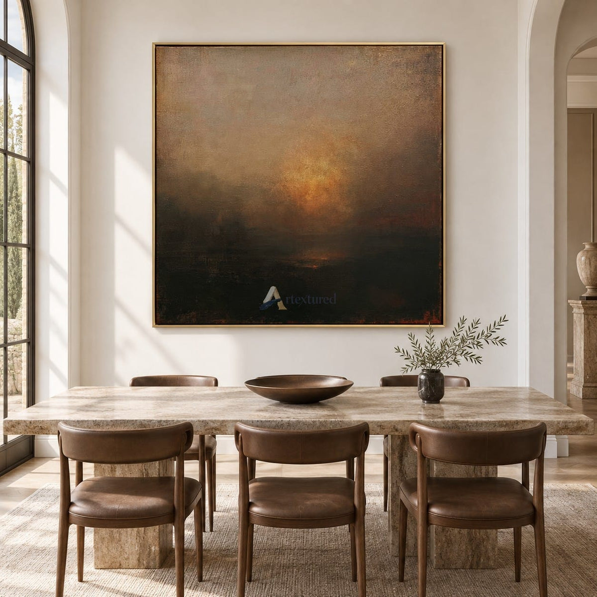 Square Abstract Landscape Wall Art – Amber Haze#CI260633