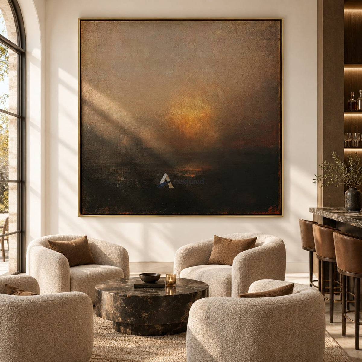 Square Abstract Landscape Wall Art – Amber Haze#CI260633
