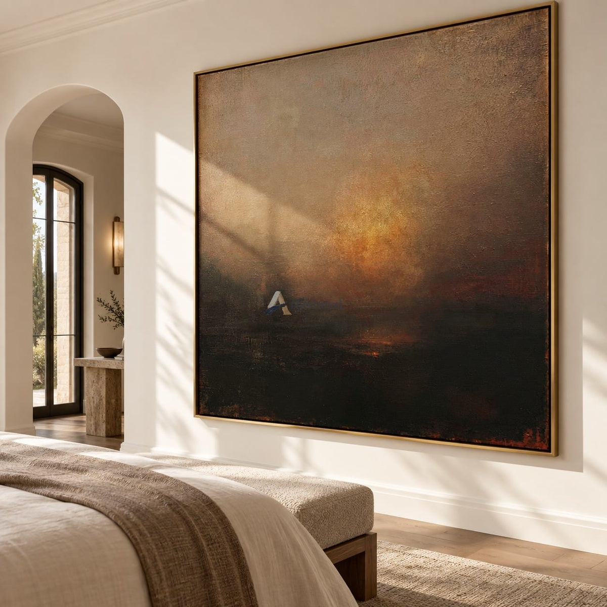 Square Abstract Landscape Wall Art – Amber Haze#CI260633