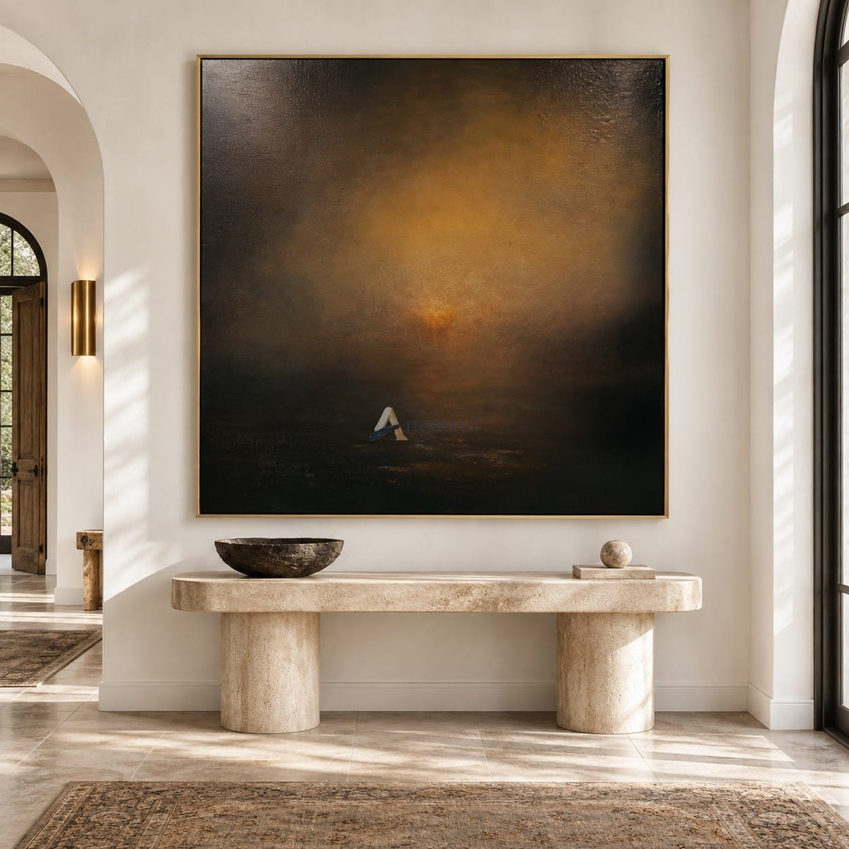 Amber and Black Abstract Wall Art – Last Light#CI260634