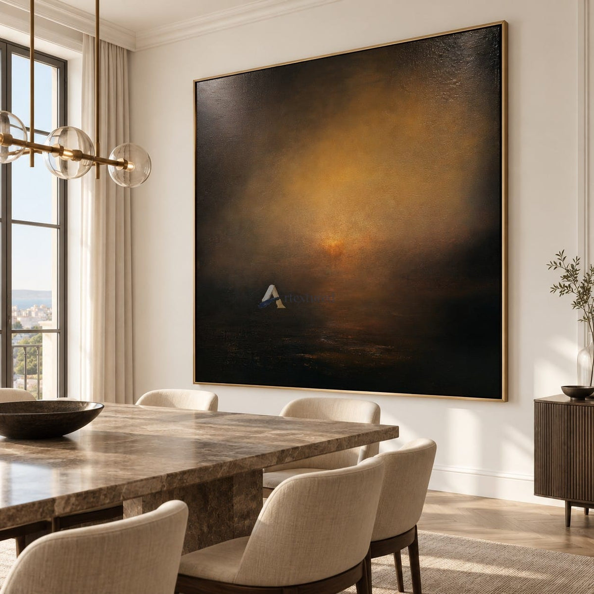 Amber and Black Abstract Wall Art – Last Light#CI260634