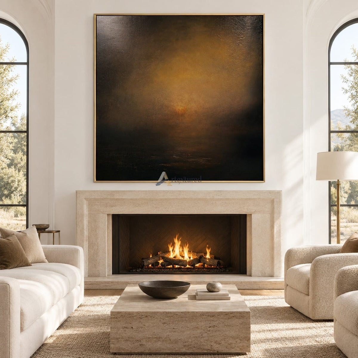 Amber and Black Abstract Wall Art – Last Light#CI260634