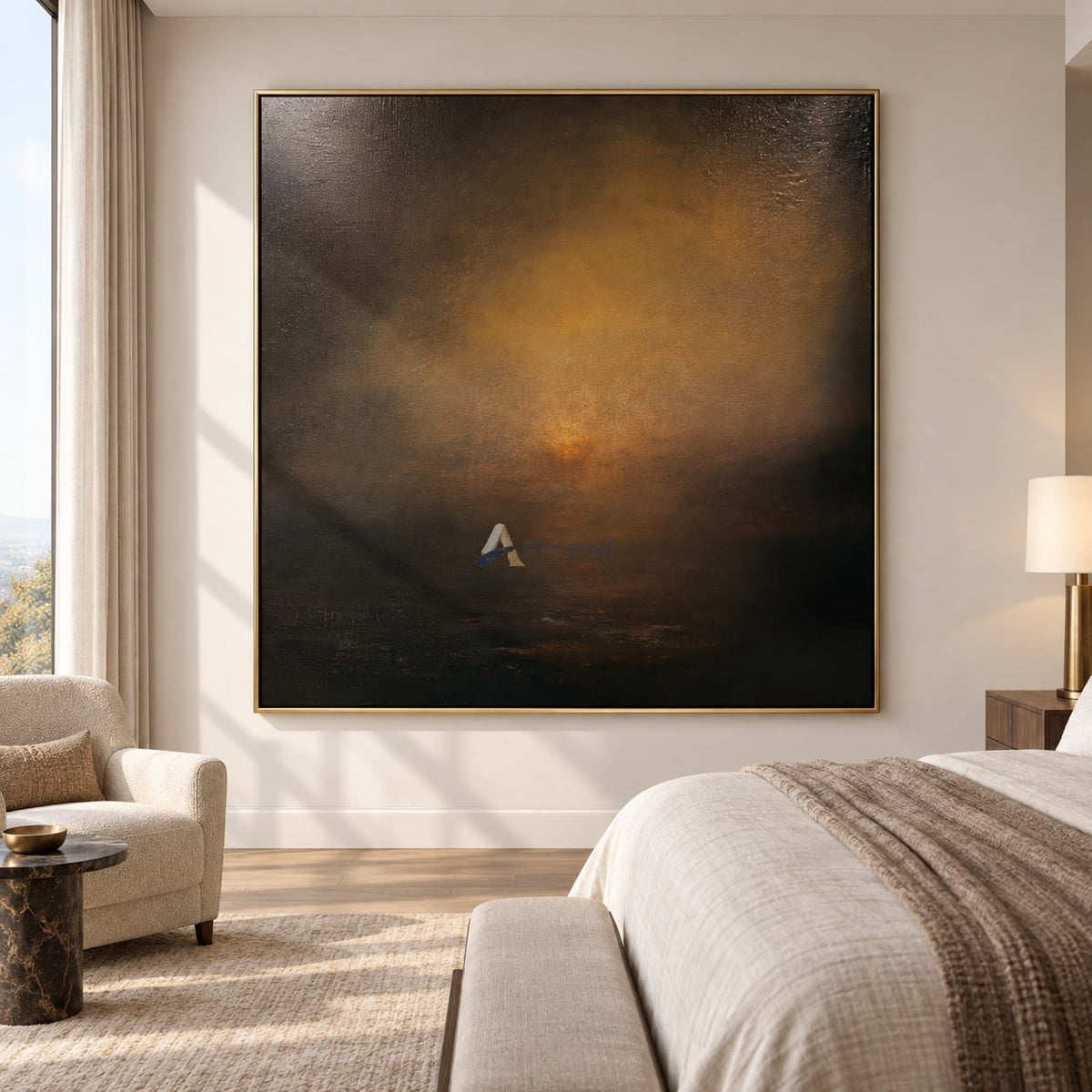 Amber and Black Abstract Wall Art – Last Light#CI260634