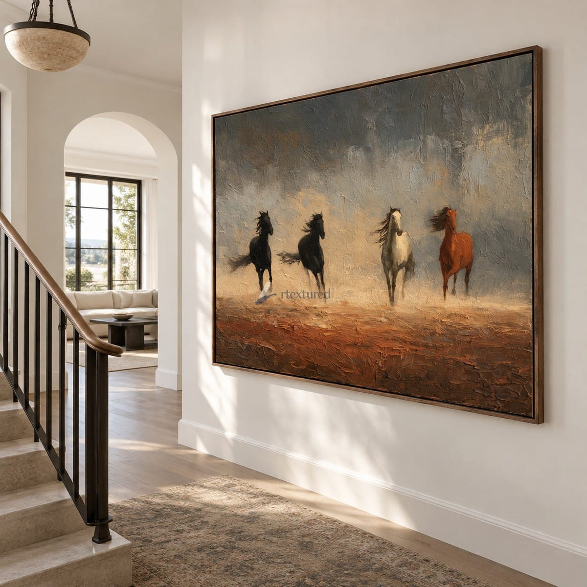 Running Horses Wall Art – Four Horses in Dust#CI260635