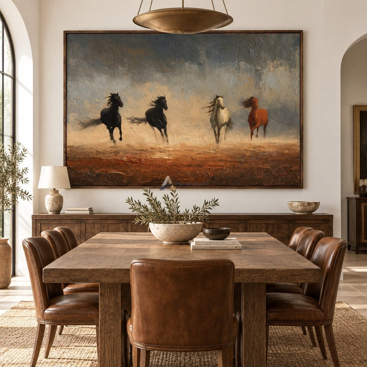 Running Horses Wall Art – Four Horses in Dust#CI260635