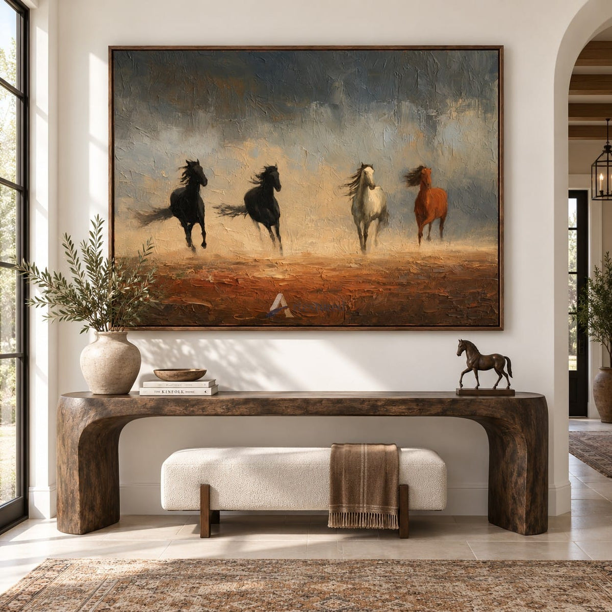 Running Horses Wall Art – Four Horses in Dust#CI260635