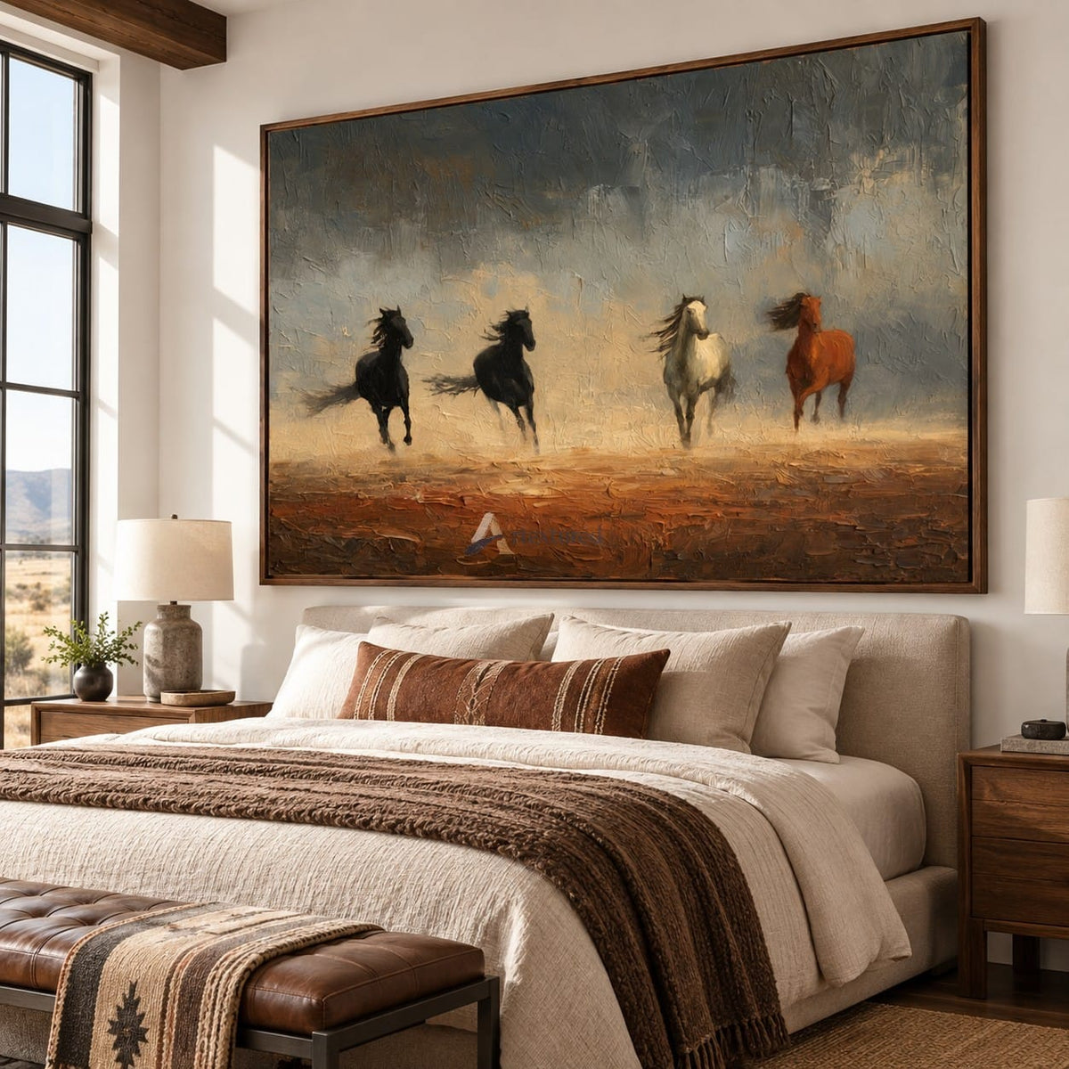 Running Horses Wall Art – Four Horses in Dust#CI260635