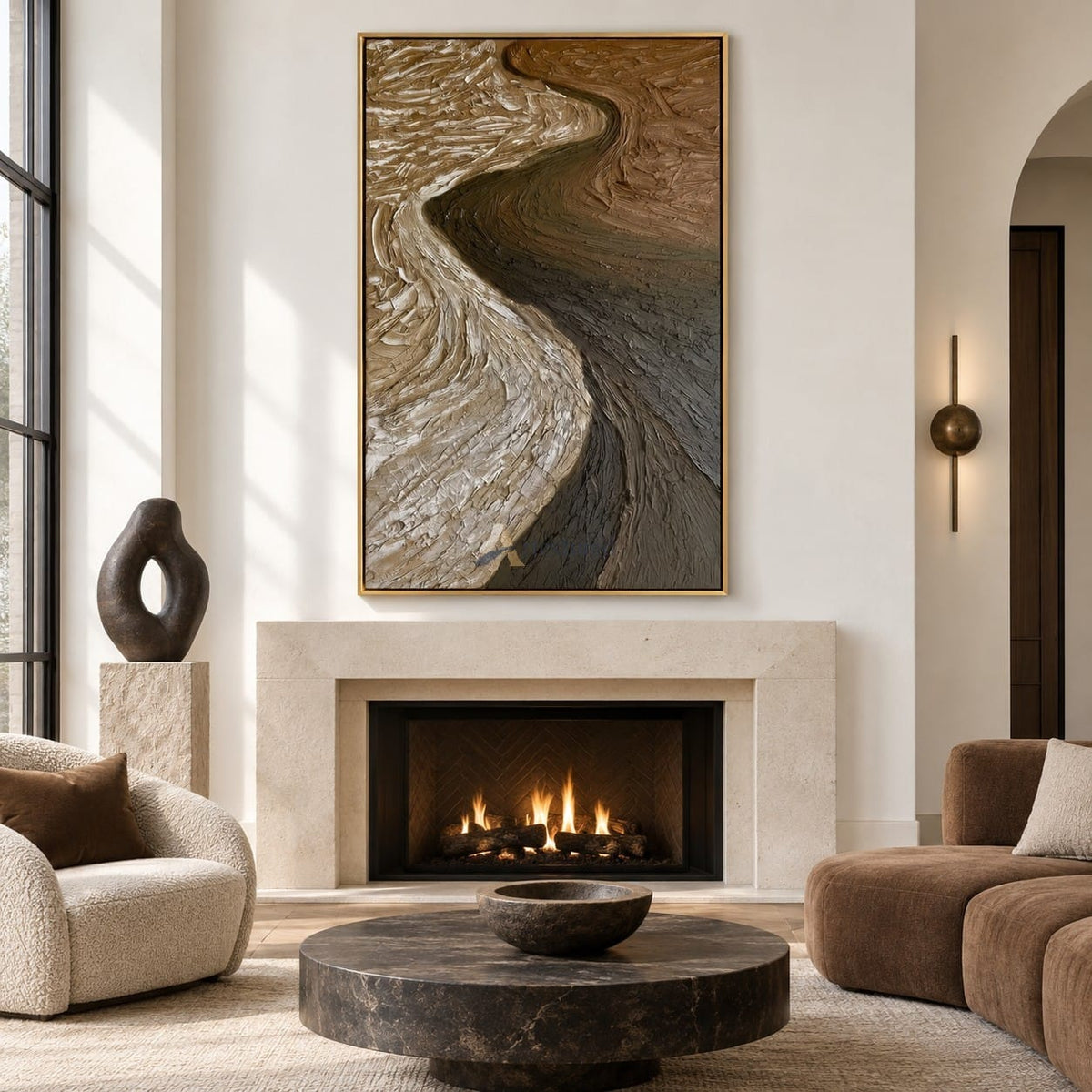 Earth Tone Abstract Wall Art – Canyon Curves#CI260636