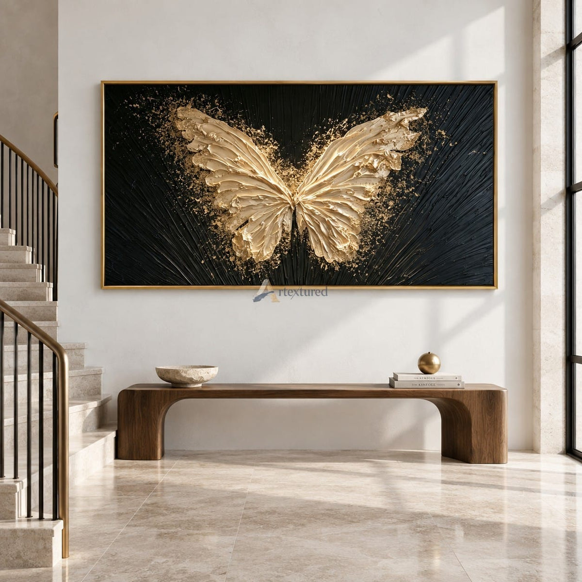 Gold Butterfly Wall Art – Black and Gold Wings#CI260638