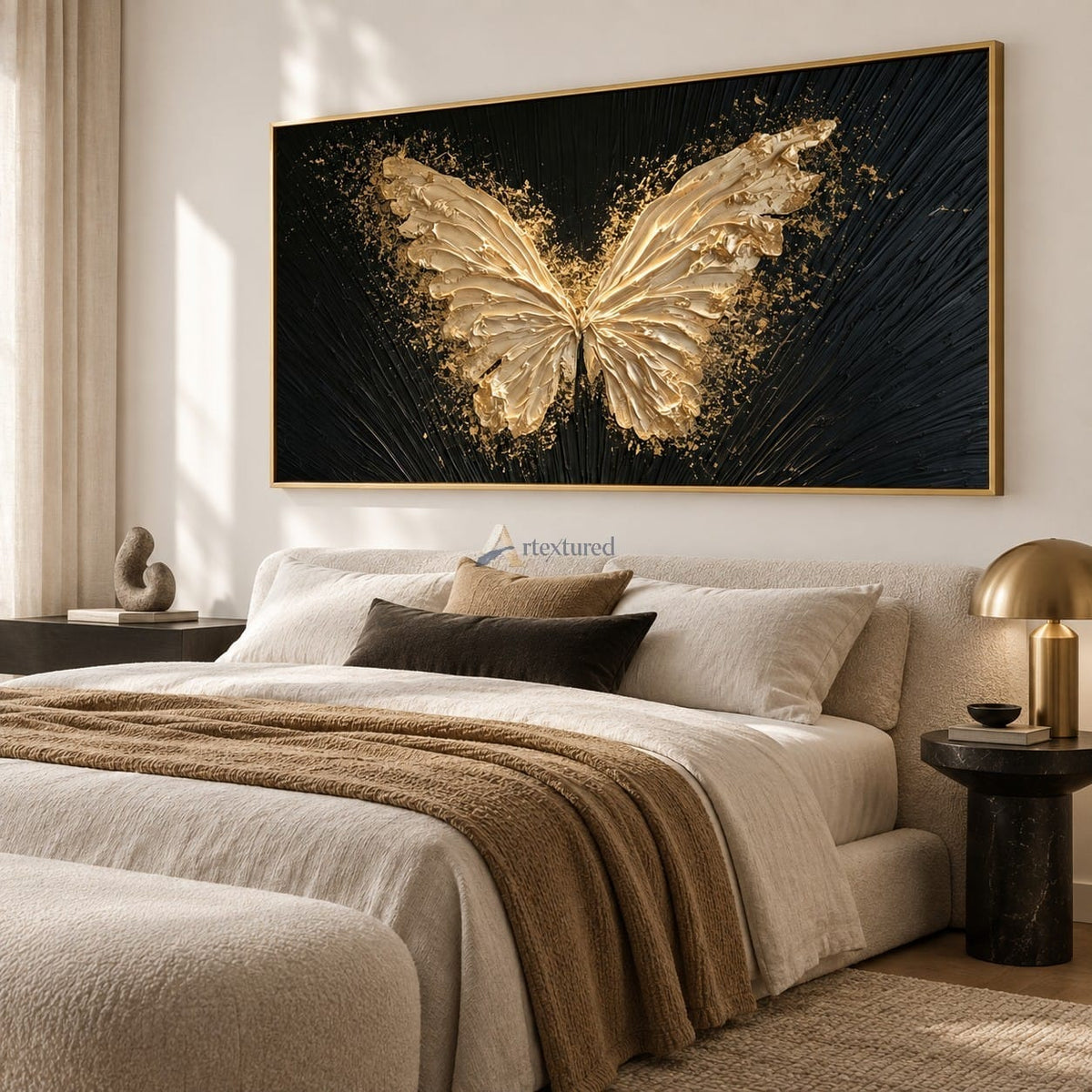 Gold Butterfly Wall Art – Black and Gold Wings#CI260638
