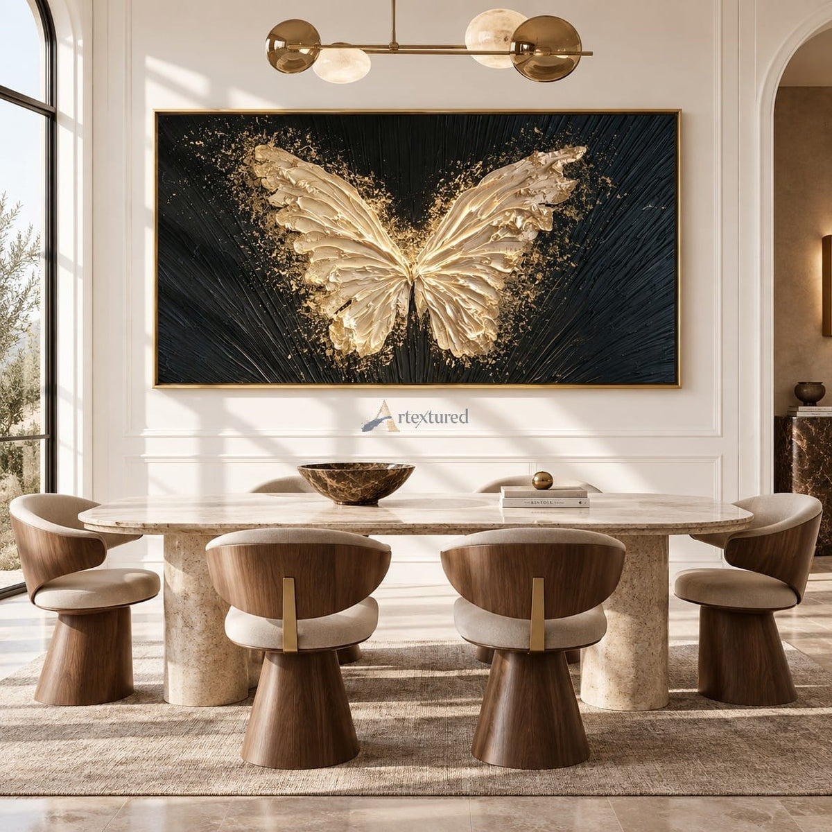 Gold Butterfly Wall Art – Black and Gold Wings#CI260638