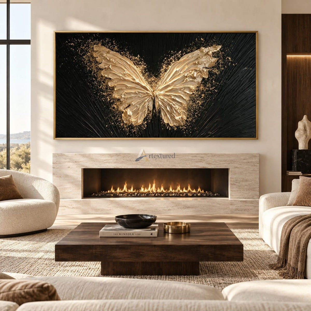 Gold Butterfly Wall Art – Black and Gold Wings#CI260638