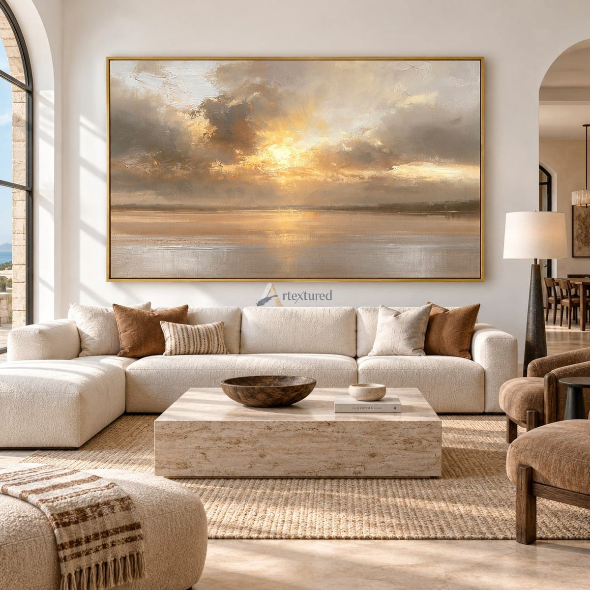Golden Sunset Lake Wall Art – Light Through the Clouds#CI260639