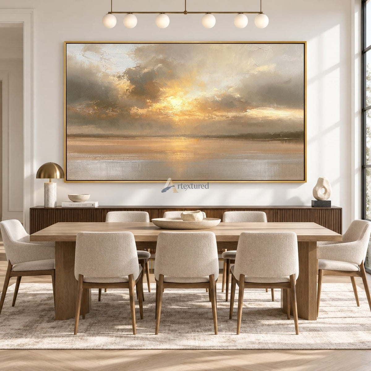 Golden Sunset Lake Wall Art – Light Through the Clouds#CI260639